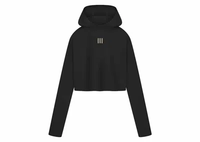 Pre-owned Fear Of God Athletics Women's Base Layer Crop Hoodie In Black