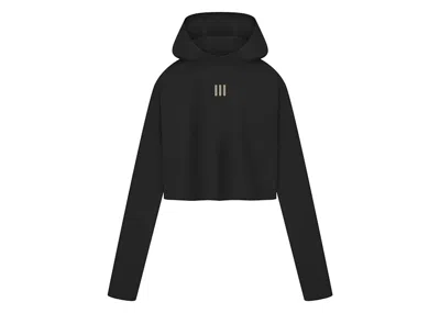 Pre-owned Fear Of God Athletics Womens Base Layer Crop Hoodie In Black