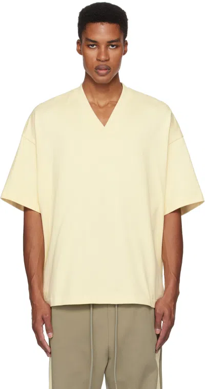 Fear Of God Athletics Yellow Adidas Originals Edition Heavy Jersey V-neck T-shirt In Pale Yellow/pale Yel