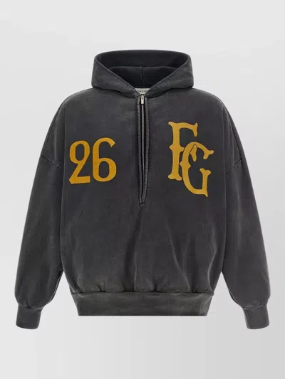 Fear Of God Baseball Club Hoodie Raglan Sleeves Logo In Gray