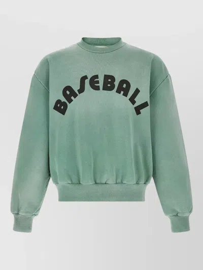 Fear Of God Baseball Raglan Crew Neck Graphic Sweatshirt In Green