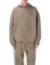 Fear Of God Relaxed Fit Dusty Beige Hoodie With Embossed Logo