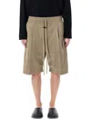 Fear Of God Mens Logo-patch Relaxed-fit Woven Cargo Shorts Melange Beige In Beige