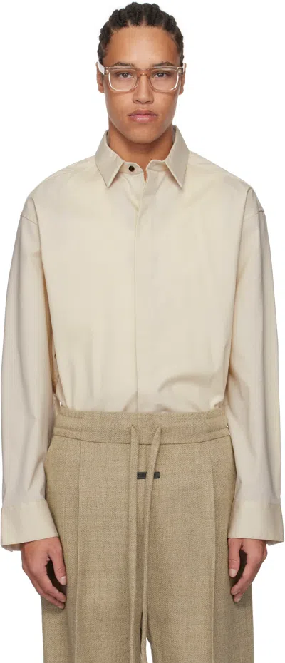 Fear Of God Beige Oxford Button Up Shirt In Cream