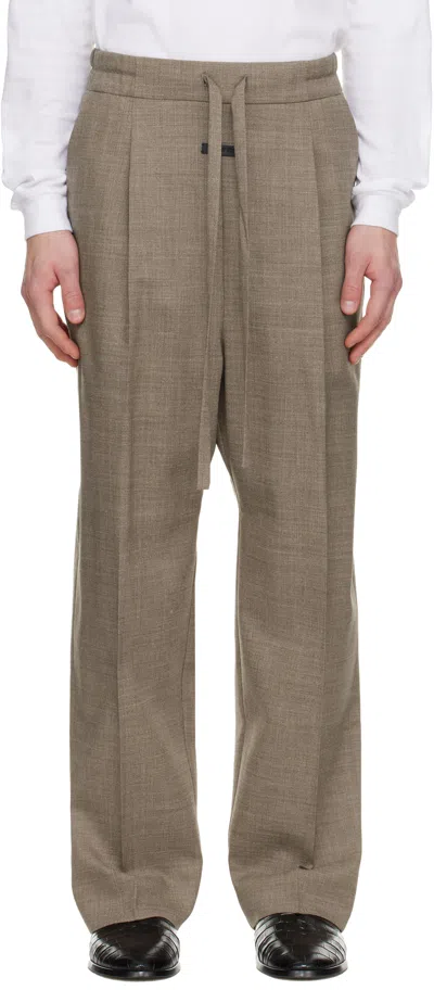 Fear Of God Beige Virgin Wool Drawstring Straight Trousers In Green