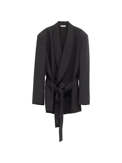 Fear Of God Belted Shawl-lapel Blazer In Black