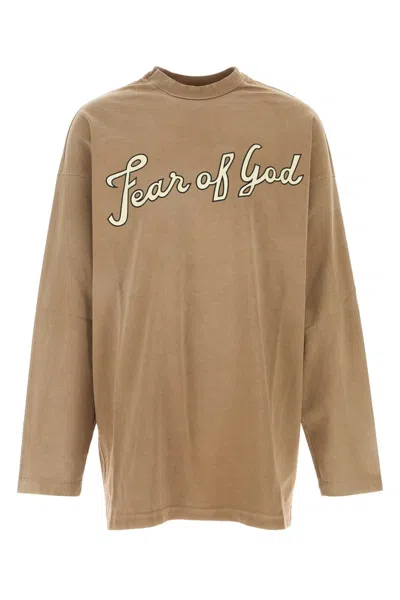 Fear Of God Biscuit Cotton Oversize T Shirt In Brown