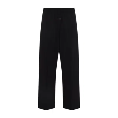 Fear Of God Cotton Wool Oxford Wide-leg Drawstring Pants In Black