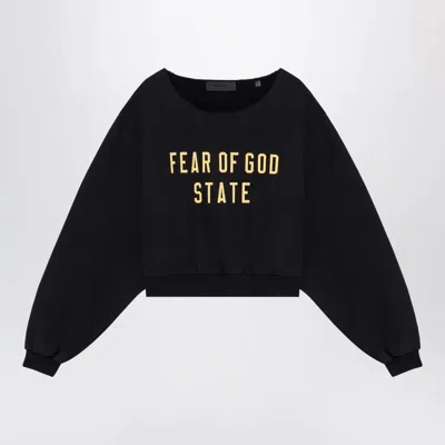 Fear Of God Black Cropped Sweatshirt With Logo
