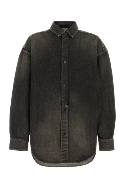 Fear Of God Snap Front Denim Overshirt In Black