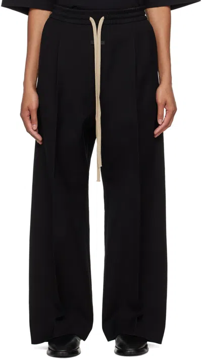 Fear Of God Black Drawstring Lounge Trousers In 001 Black
