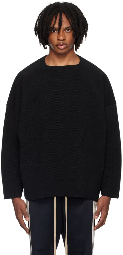 Fear Of God Black Dropped Shoulder Sweater In Melange Black