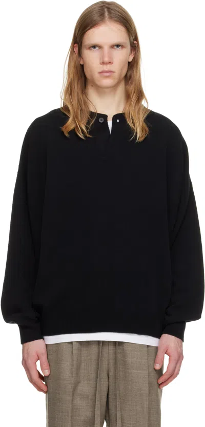FEAR OF GOD BLACK FINE KNIT HENLEY
