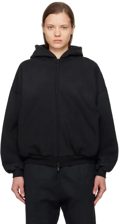 Fear Of God Black Full Zip Hoodie In 001 Black