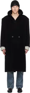 Fear Of God Black Herringbone Lapelless Coat In Black