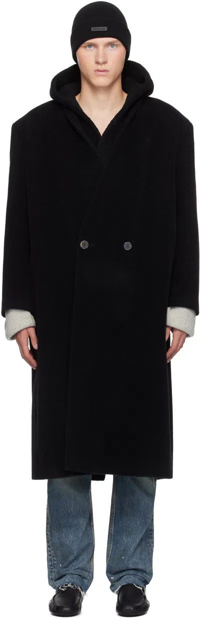 Fear Of God Black Herringbone Lapelless Coat
