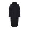 Fear Of God Long High Collar Button Detail Coat In Black
