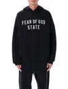 Fear Of God Jet Black Cotton 90s Fit Fleece Hoodie In Black