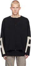 Fear Of God Merino Wool Full Zip Sweater In Melange Black
