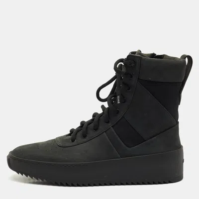 Pre-owned Fear Of God Black Nubuck Leather And Canvas Military Sneakers Size 41