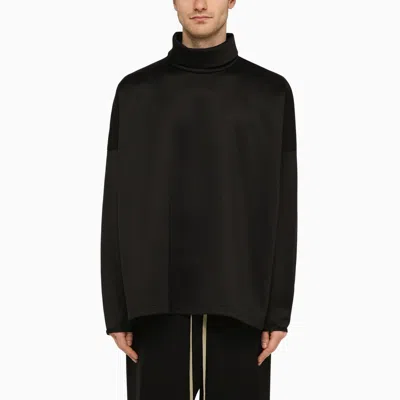 FEAR OF GOD BLACK NYLON AND COTTON TURTLENECK SWEATSHIRT