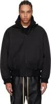 Fear Of God Black Nylon Bomber With High Collar In Black