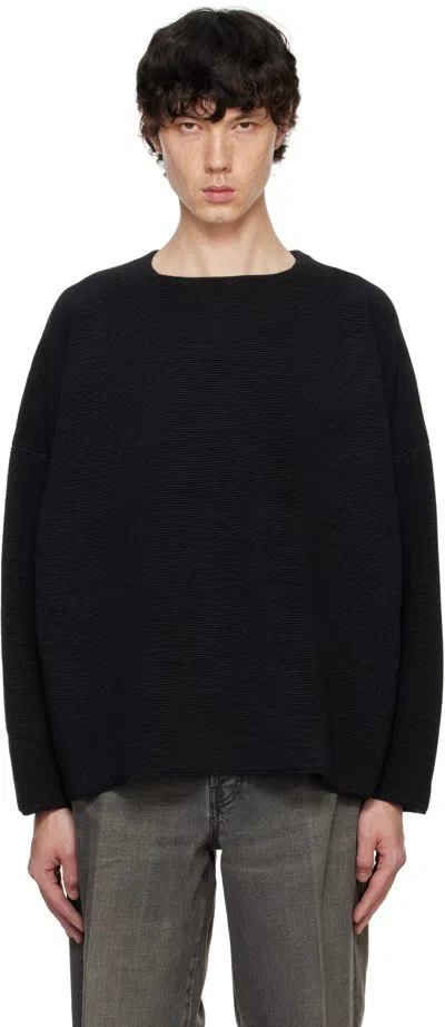 Fear Of God Black Ottoman Straight Neck Sweater In Melange Black