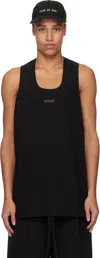 Fear Of God Black Sleeveless Tank Top With Logo Patch On The Front In Cotton Stretch Man In Black