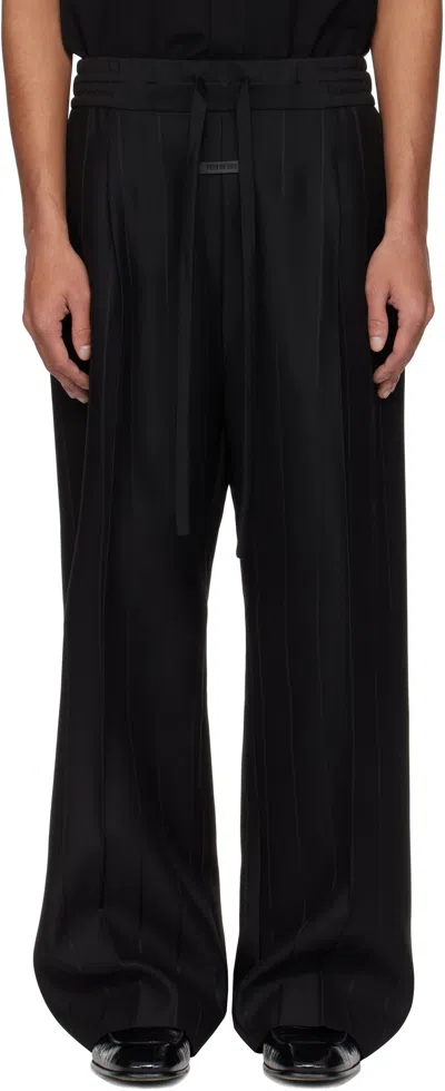 Fear Of God Black Pinstripe Drawstring Wide Leg Trousers