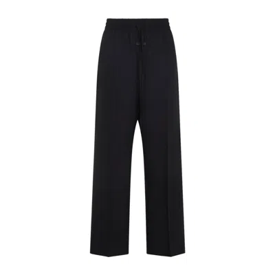 Fear Of God Black Striped Virgin Wool Wide Leg Drawstring Pants In Blue