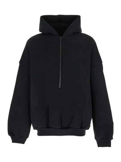 Fear Of God Black Sweatshirt With Hood And Dropped Shoulders In Cotton Blend Man