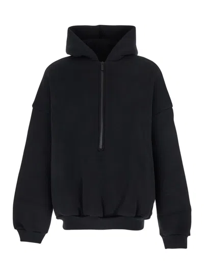 FEAR OF GOD BLACK SWEATSHIRT WITH HOOD AND DROPPED SHOULDERS IN COTTON BLEND MAN