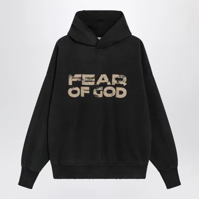 FEAR OF GOD FEAR OF GOD BLACK VINTAGE-EFFECT SWEATSHIRT WITH LOGO PRINT MEN