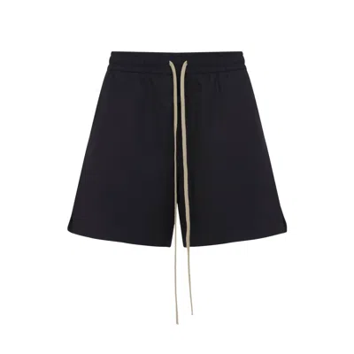 Fear Of God Black Virgin Wool Bermudas With Relaxed Fit And Drawstring Waist In Blue