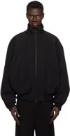 Fear Of God Black Nylon Bomber With High Collar In Black