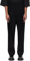 Fear Of God Black Wool Gabardine Single Pleat Trousers In Black