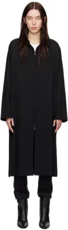 Fear Of God Black Wool High Neck Trench Coat In Black