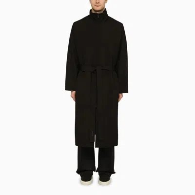 FEAR OF GOD BLACK WOOL TRENCH JACKET WITH HIGH COLLAR FOR MEN
