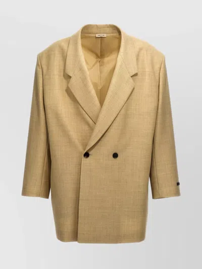 Fear Of God Blazer Longline Double-breasted Back Vent In Beige