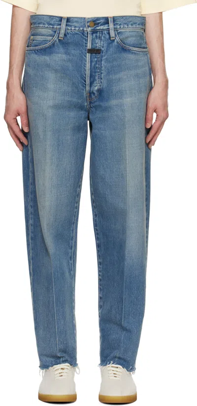 Fear Of God Blue 80's 5 Pocket Jeans In Medium Indigo