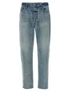 Fear Of God Five-pocket Raw Hem Straight Leg Jeans In Blue