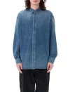 Fear Of God Long-sleeved Denim Shirt In Blue