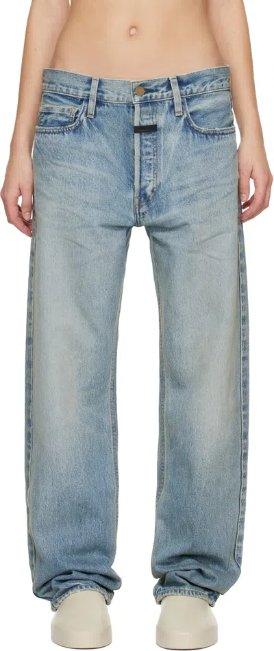 Fear Of God Blue Logo Patch Jeans In Purple