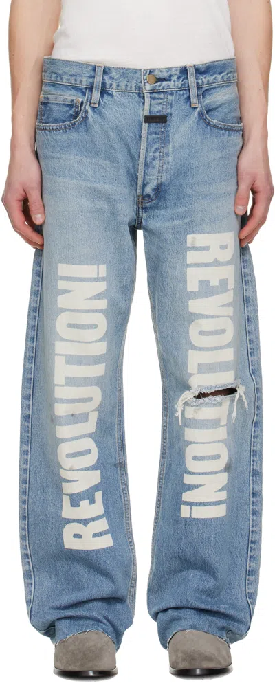 Fear Of God Blue Straight 'revolution' Jeans In Purple