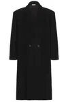 Fear Of God Double Breasted Wool Gabardine Overcoat In Black