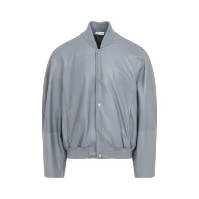 Fear Of God Raglan Sleeve Bomber Jacket Ribbed Collar Hem In Gray