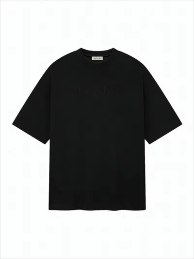 Fear Of God Boxy Black Short-sleeve T-shirt With Tonal Lettering