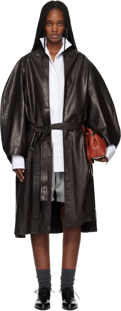 Fear Of God Brown Belted Leather Coat