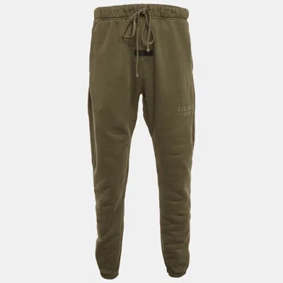 Pre-owned Fear Of God Brown Khaki Green Cotton Sweatpants Xl