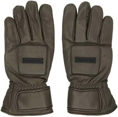 Fear Of God Brown Leather Driver Gloves In Moose